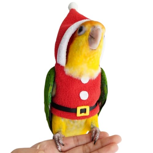 CXYYXF Bird Clothes Birds Flight Suit, Christmas Hoodie for Parrots Cockatiel Sun Conure Christmas Party Cosplay Photo Prop Bird Small Animals (Without Diaper,M)