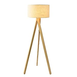 Indoor Massief hout statief vloerlamp – modern voor woonkamer kantoor 3 benen lamp – staande lamp hout patroon statief…