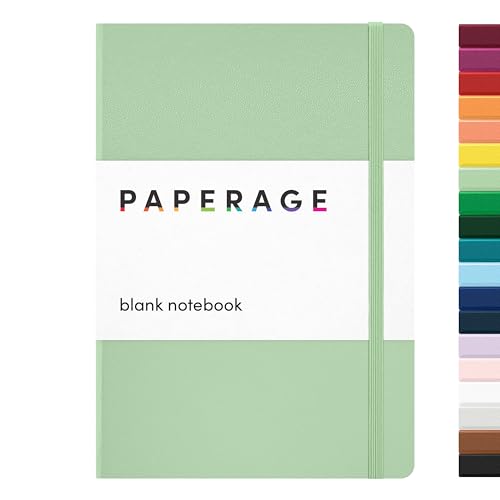 Image of PAPERAGE Blank Journal Notebook, (Sage Green), 160 Pages, Medium 5.6 in x 8 in - 100 GSM Thick Paper - Hardcover Journaling Notebook for Work, School, Note Taking or Sketching