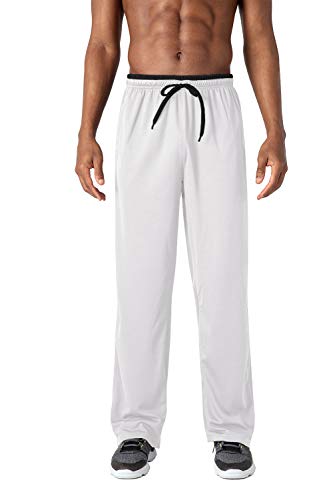 Totnmc Men's Sports Pants Loose Fit Sweatpants For Running, Training, Gym, Fishing White/Black #TOP1