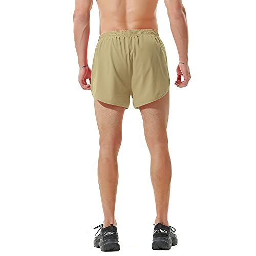 TENJOY Shorts de corrida masculinos para academia e exercícios esportivos de 7,6 cm com bolso com zí