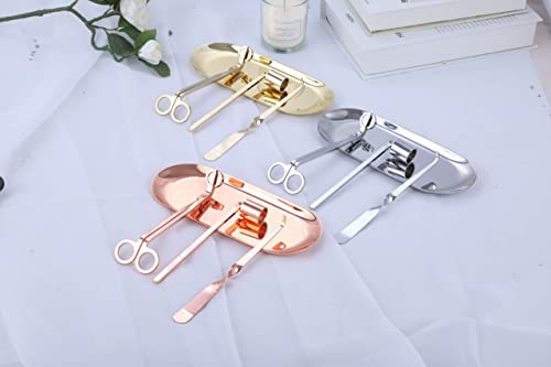 MUXSAM 4 in 1 Candle Accessory Set - Candle Wick Snuffer, Candle Wick Trimmer, Candle Wick Dipper, Storage Tray Plate, Candle Care Tools Kit Gifts for Scented Candle Aromatherapy Lovers - Rose Gold - Thumbnail 6