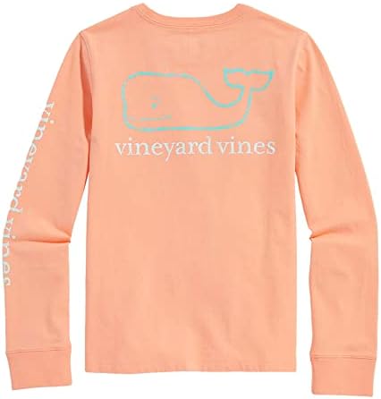 vineyard vines Girls' Vintage Whale Long-Sleeve Pocket Tee, Neon Sunset