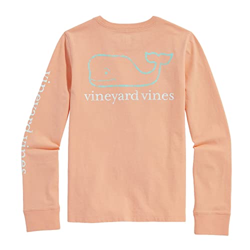 Vineyard Vines Girls' Vintage Whale Long-Sleeve Pocket Tee, Neon Sunset #TOP28