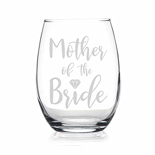 Mother Of The Bride Stemless Wine Glass - Mother Of Bride Gift Ideas, Unique Mother Of Bride Gifts, Glasses for Weddings