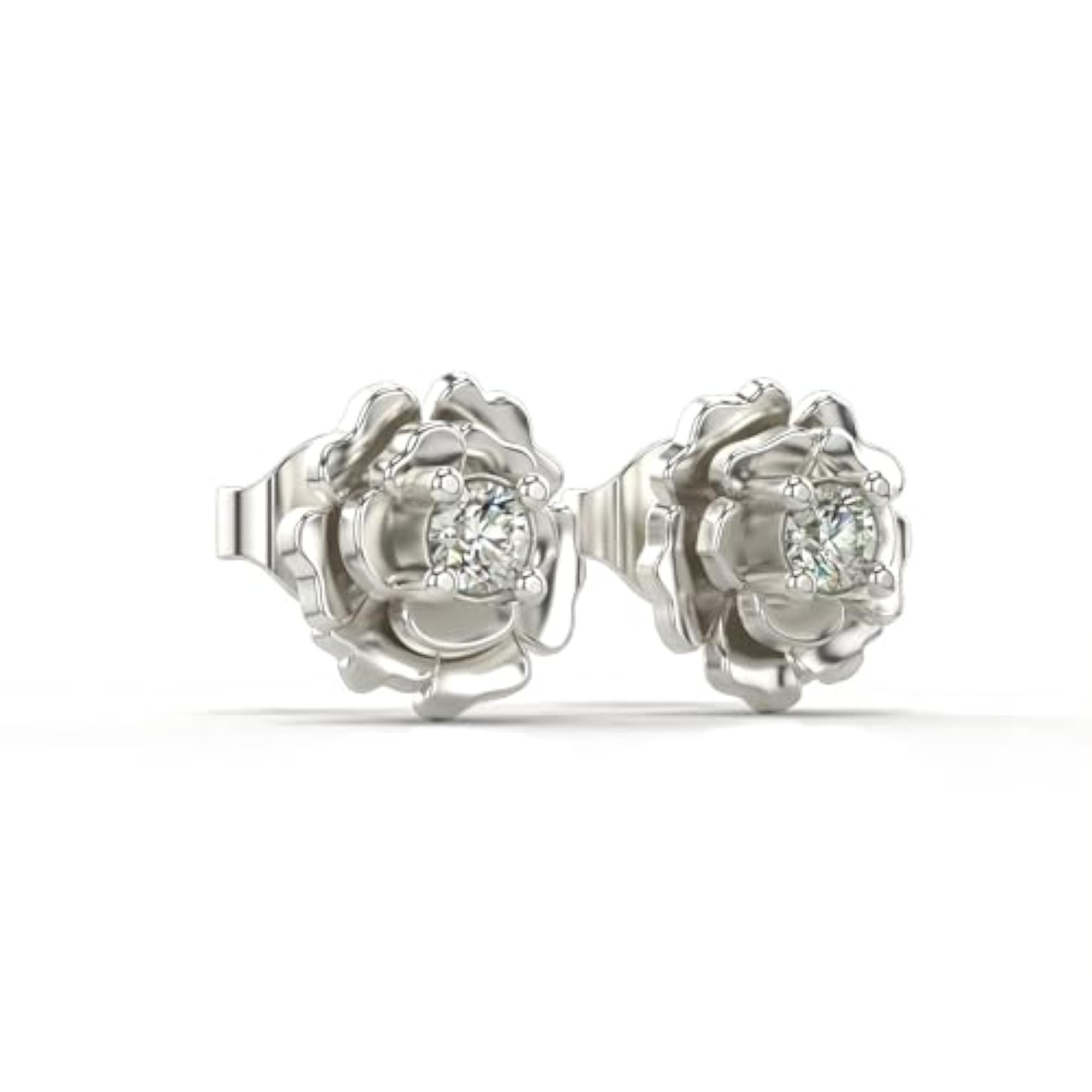 Women's Sterling Silver & Lab Grown Diamond 0.19cts Elegant Earrings