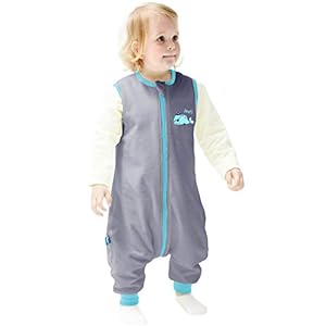 Ililmmoo baby slaapzak pyjama met voeten in de lente, herfst en winter om kinderen warm te houden, neutraal lopen, katoenen slaapzak, draagbare deken tog1.5 Grey/S 70-85cm