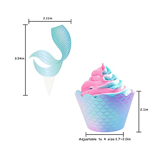 Moaxmoa US-MRYTZ-002 Mermaid Cupcake Toppers And Wrappers thumb #1