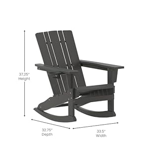 Taylor Logan Hedley Adirondack Rocking Chair with Cup Holder Weather Resistant HDPE Adirondack Rocking Chair in Gray