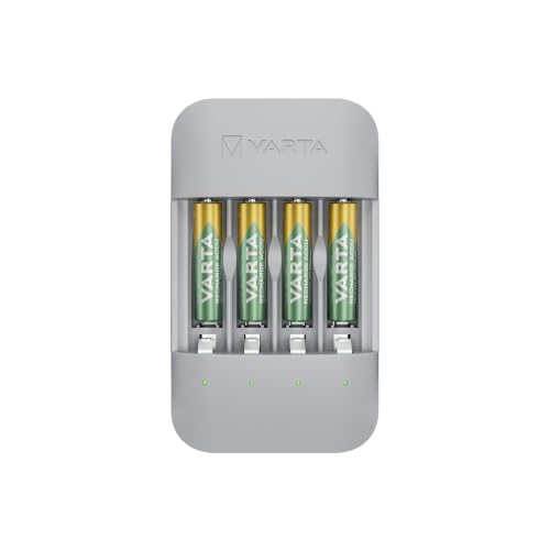 VARTA Akku Ladegerät, Batterieladegerät für wiederaufladbare AA/AAA Batterien, Eco Charger Pro, Einzelschachtladung, Gehäuse aus 75% recyceltem Material, unbestückt