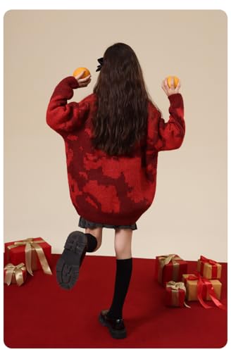 Chinese New Year girl's sweater winter warm thickened red ladies fashion knitwear3