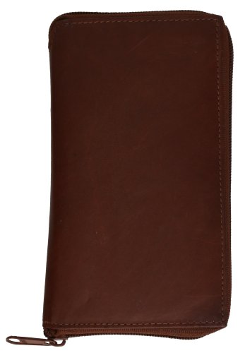 MARSHAL Wallet Mens Leather Zippered Credit Card Case (Burgundy)3