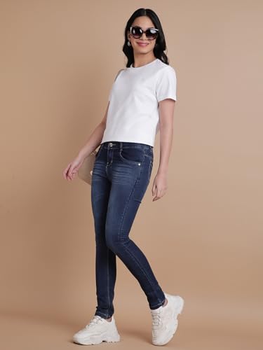 Image of TWIN BIRDS Women's Cotton Elastane T-Shirt | Stretchable Lightweight Casual Round Neck Solid Plain Tee | Soft Breathable Fabric Top | Short Sleeve Everyday Wear