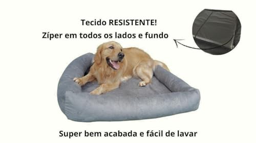 Cama Para Cachorro Grande 100x87 Cm - CINZA - 100% Lavável e Resistente - Pet Querido