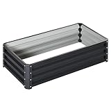 Outsunny 4' x 2' x 1' Raised Garden Bed Box with Weatherized Steel Frame for Vegetables, Flowers, &...