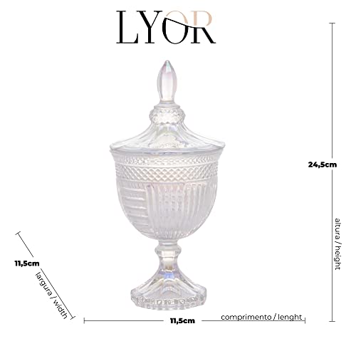 Potiche de Cristal com Pé Santorini Rainbow 11,5cm x 24,5cm - Lyor