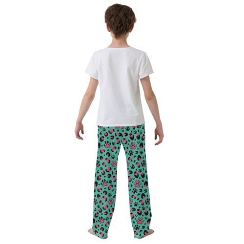 ZZXXB Dog Footprint Boys Long Pants Soft Trousers Elastic Waist Kids Lounge Bottoms with Pockets S-XL3