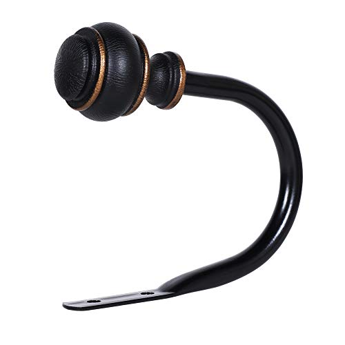 Decorative Curtain/Drapery Holdbacks for Living Room Drapes, Classic Cap End, Set of 4, Black