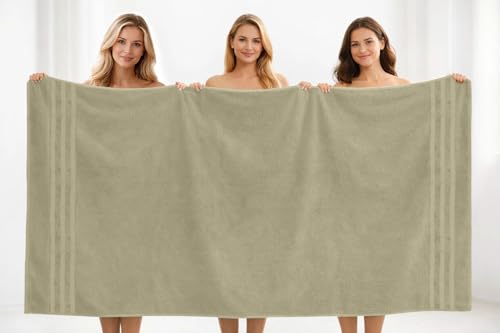 Image of DAN River 2 Pack Bath Sheets Extra Large 35x70, Large Bath Towels for Adults, XL Oversized Heavy Duty Towel Set, 600 GSM 100% Ring Spun Cotton, Soft Quick Dry, Beige