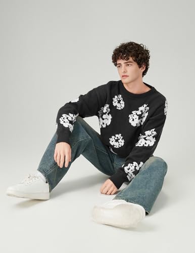 ZAFUL Oversized Mens Sweater Graphic Casual Crewneck Pullover for Y2K Vintage Streetwear Long Sleeve Aesthetic Knitwear 7