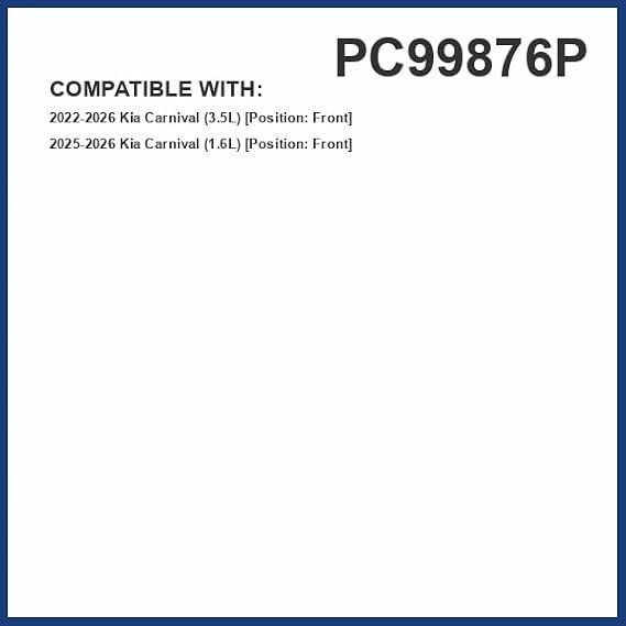 PG PC99876P Cabin Air Filter | Fits 2022-2027 Kia Carnival 3.5L; 2025-2027 Carnival 1.6L, Front