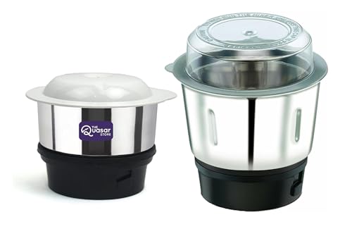 Image of Combo Chutney Jar, Mixer Jar (180 Ml 400 Ml) Suitable For All Local & Branded Mixer Which Comes With 2 Lock & 4 Teeth Coupler - Silver