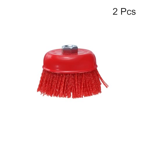 QUARKZMAN 2 Stück 4 Nylon Filament Radbecherbürste Für Winkelschleifer Mit 5/8-11 Gewindespindel Schleifdrahtbürsten Set Für Rost/Korrosions/Farbschichtentfernung Und Oberflächenreinigung