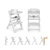 ms Trona para bebé de Madera Full PLEGABLE - Evolutiva- Silla Alta, Ergonómica, Regulable, Segura, Blanco/Blanco