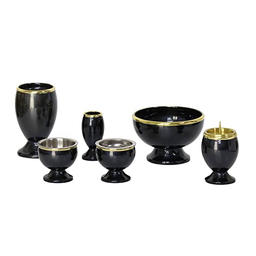 家具調仏具6点セット「ノエル」ブラックメタリック