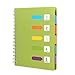 A5 Quaderno con Spirale,Taccuino ad Anelli con Etichette di 5 Divisori Colorati a Righe,Quaderno per Scuola Ufiicio o Casa,120 Fogli (Verde)