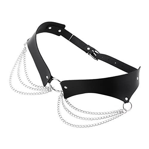 eYLun Women Girls Leather Waist Belt Punk Chain Leather Body Waist Belt Goth Layered Accessories Belt3