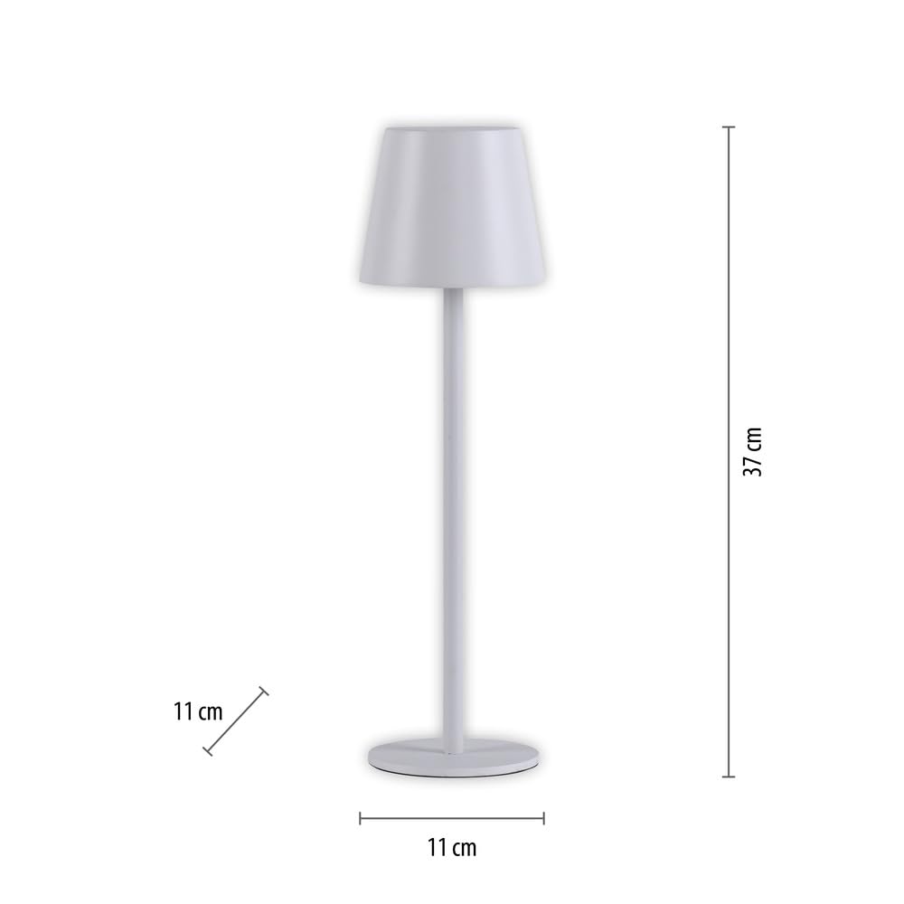 Just Light. LED Tischleuchte 2er SET, Weiß, Akku USB, Touchdimmer Dimmbar | IP54 Außen, Garten/Camping/Balkon/Terrasse, Metall/Kunststoff