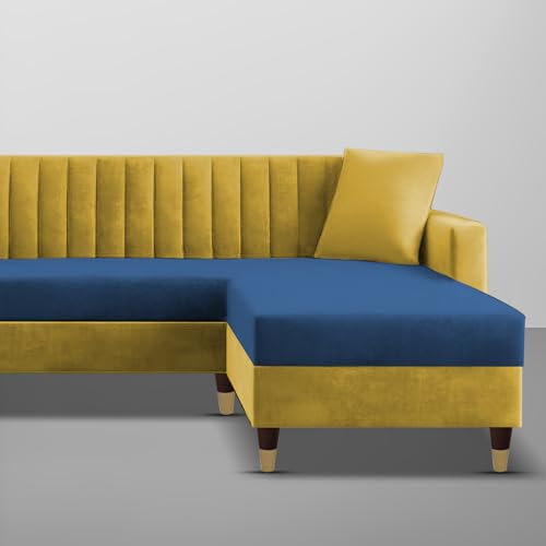 Image of Casaliving Garcia L Shape Sofa Set for Living Room Premium Fabric Sofa (4 Seater RHS, Blue Yellow)