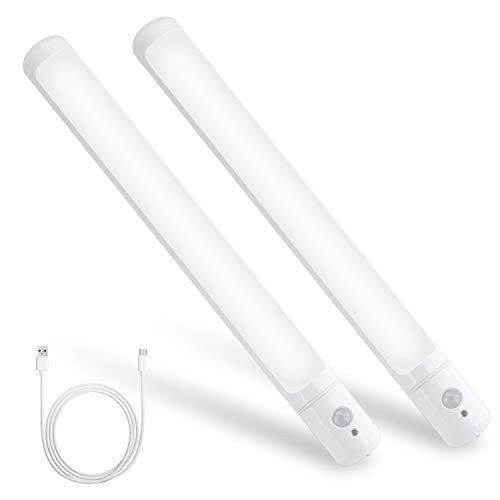 Preisvergleich Produktbild 2er-Set LED Bewegungsmelder Schrankleuchten Sensor Licht, Kabelloses Wiederaufladbares Nachtlicht Magnetische Lampen kleiderschrank für die Küche Schrank Kleiderschrank Zähler Bücherregal
