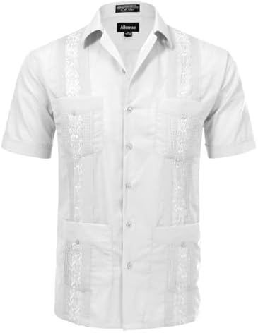 Allsense Men's Short-Sleeve Cuban Guayabera Shirt