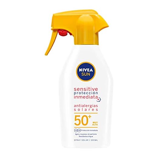 NIVEA SUN Sensitive Protección Inmediata Antialergias Solares Spray Pistola Solar FP 50+ (1 x 300 ml), spray solar resistente al agua, protector solar para piel sensible