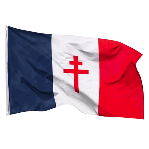 Noovaa Drapeau français libération 60 x 90 cm – Tricolore, résistant aux intempéries, œillets en laiton renforcés, polyester haute qualité, coutures doubles solides, couleurs vives – usage extérieur