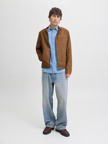 Upim, Giacca Biker In Ecopelle Scamosciata Uomo, Unisex, Marrone Cuoio, Taglia: M - 3