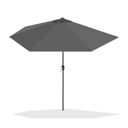 Acomoda Textil – Sombrilla Jardín Media Luna con Forro Anti UV. Parasol de Aluminio con Manivela, Toldo Semicircular con 135x270 cm para Terraza, Jardín y Patio. (Antracita)
