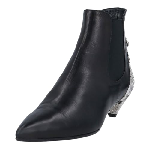 FOWT Women Pointed Toe Patchwork Snakeskin Ankle Boots Low Heel Pull on Stretchy Chelsea Boots Comfy Fashion Booties Size 4-16 US2