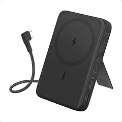 Anker Zolo Power Bank Magnetico, Caricabatterie Portatile da 10.000mAh con Ricarica Rapida da 30W Max, Batteria con Cavo USB-C Integrato e Supporto Regolabile, per iPhone 15/14 Series, AirPods e Altro