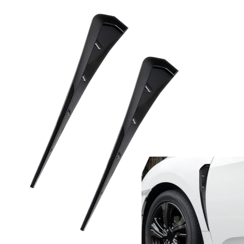 Qurbuns 2 PCS Car Fender Side Vents, ABS Carbon Fiber Spoiler Body Fender Cover, Air Flow Intake Hole Grille Spoiler Deco Sticker, Sport Stytle Modified Exterior Accessories for Cars (Black)