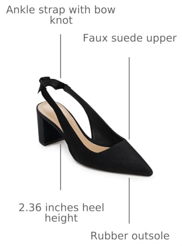 Image of Juliet Holy Womens Pumps Pointed Toe Slip on Slingback Cute Bowknot Classic Chunky Block Heels
