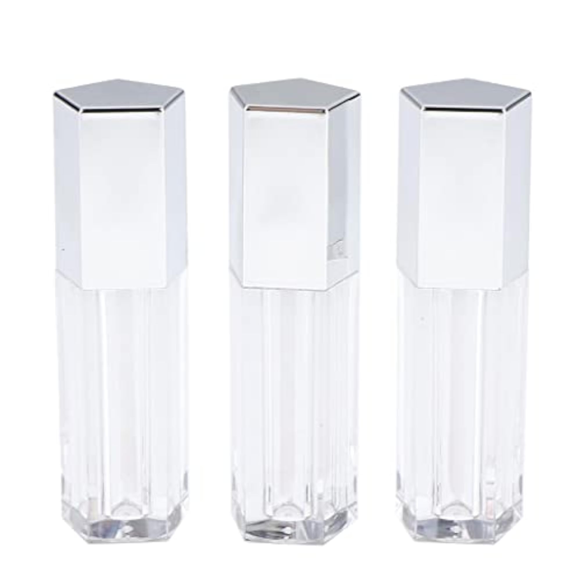 3X 5ml Empty Lip Gloss Tube, Silver Cosmetic Container