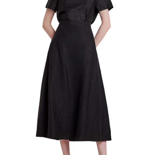 Women's A-line Midi Skirts Xiang Yun Silk Elastic High Waisted Business Casual Work Long Skirt