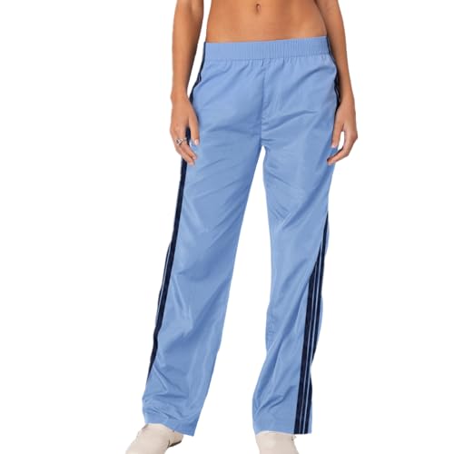 Fernvia Womens Parachute Pants Wide Leg Baggy Y2K Elastic Waist Jogger Sweatpants Track Pants Streetwear