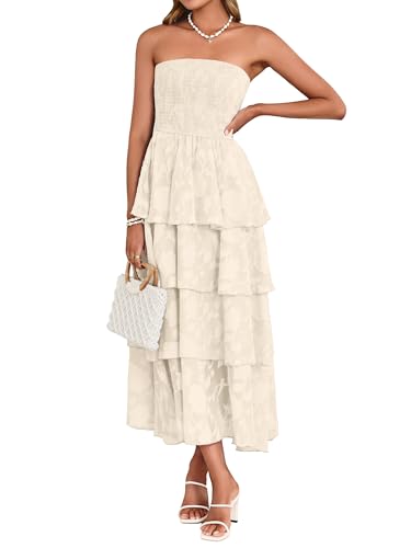 Simplee Womens Wedding Guest Maxi Dress 2026 Smocked Tiered Ruffle Long  Flowy Chiffon Dresses Off the Shoulder Holiday Long Sundresses(Apricot S)  at Amazon Women's Clothing store