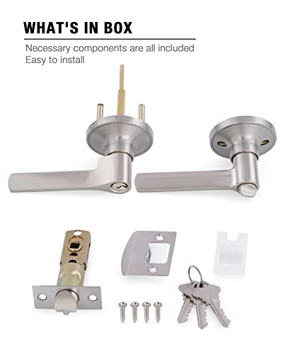 Gitrang Door Levers Interior Keyed Difference Entry Front/Bedroom Door Handles For Left And Right Opened Door With Lock And Keys Set In Satin Nickel #TOP5