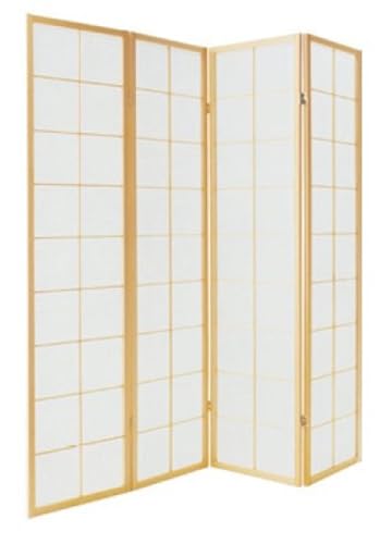 Fine Asianliving Biombo Japonés A180xA180cm 4 Paneles Shoji Papel de Arroz Natural Separador biombo Separador Divisor Habitación Biombos de Dormitorio Diseño Espacios
