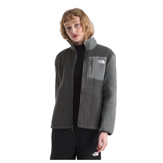 THE NORTH FACE Jaqueta feminina Yumiori com zíper completo | Casaco de lã leve com logotipo bordado, bolsos seguros com zíper e encadernação nos punhos e bainha, cinza antracite/pérola fumada, grande